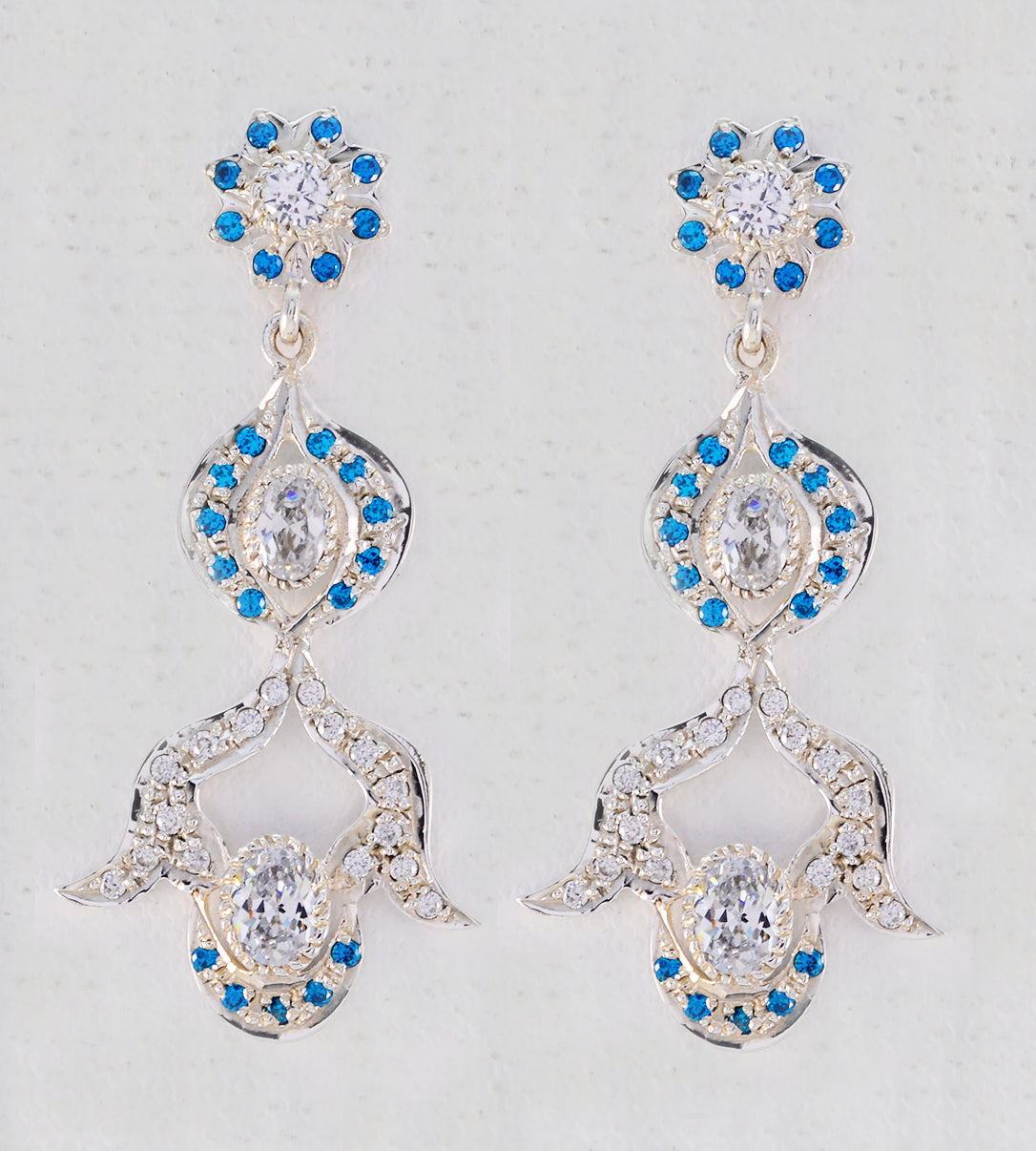 Riyo Real Gemstones multi shape Faceted Multi Multi CZ Silver Earrings graduation gift