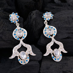 Riyo Real Gemstones multi shape Faceted Multi Multi CZ Silver Earrings graduation gift