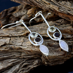 Riyo Real Gemstones multi shape Faceted Multi Multi Stone Silver Earring college student gift
