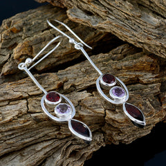 Riyo Real Gemstones multi shape Faceted Multi Multi Stone Silver Earring gift for st. patricks day