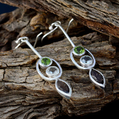 Riyo Real Gemstones multi shape Faceted Multi Multi Stone Silver Earring graduation gift