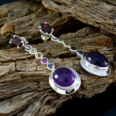 Riyo Real Gemstones multi shape Faceted Multi Multi Stone Silver Earring mother gift