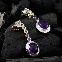 Riyo Real Gemstones multi shape Faceted Multi Multi Stone Silver Earring mother gift