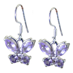 Riyo Real Gemstones multi shape Faceted Purple Amethyst Silver Earring boxing day gift