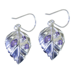 Riyo Real Gemstones multi shape Faceted Purple Amethyst Silver Earrings gift for friends