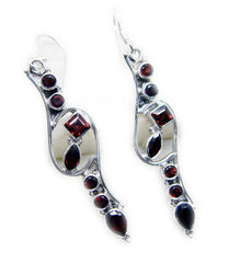 Riyo Real Gemstones multi shape Faceted Red Garnet Silver Earring gift for good