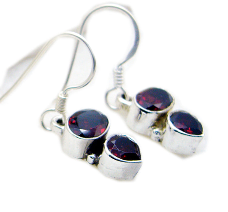 Riyo Real Gemstones multi shape Faceted Red Garnet Silver Earrings gift for mothers day