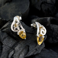 Riyo Real Gemstones multi shape Faceted Yellow Citrine Silver Earring college graduation