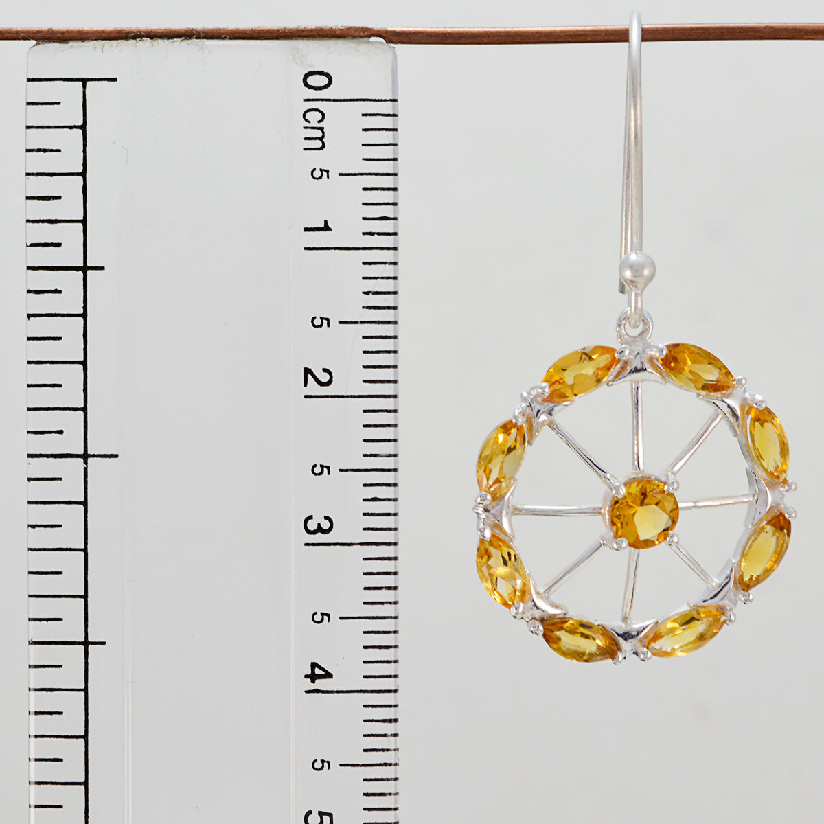 Riyo Real Gemstones multi shape Faceted Yellow Citrine Silver Earrings gift for halloween