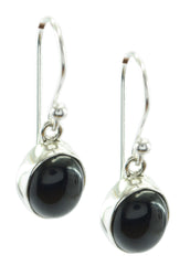 Riyo Real Gemstones oval Cabochon Black Onyx Silver Earring girlfriend gift