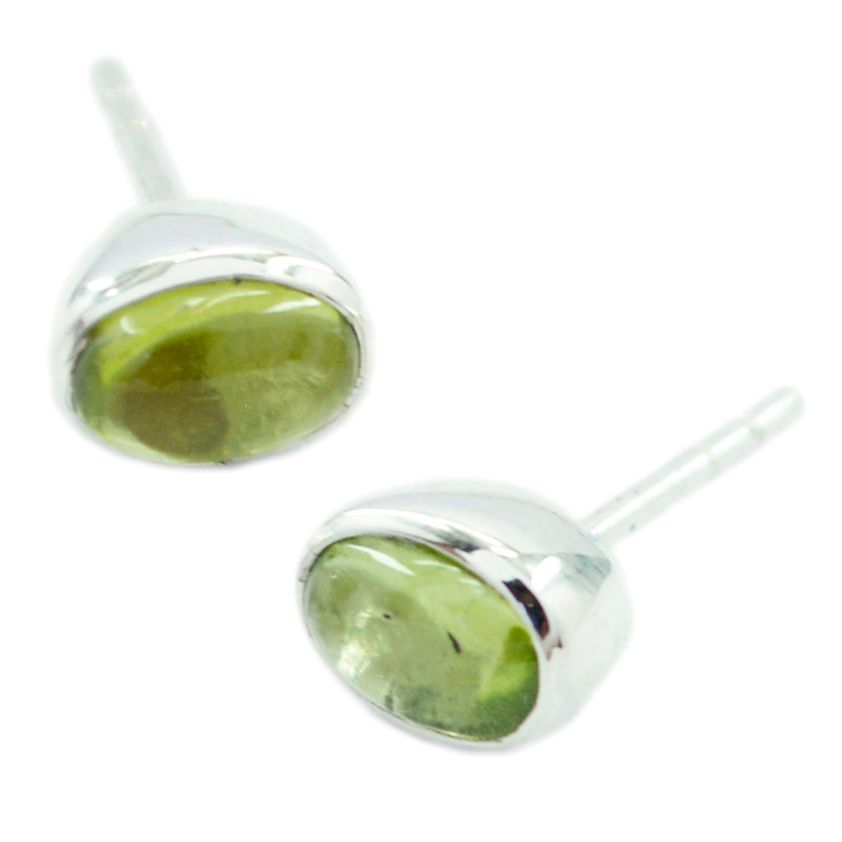 Riyo Real Gemstones oval Cabochon Green Peridot Silver Earring college graduation