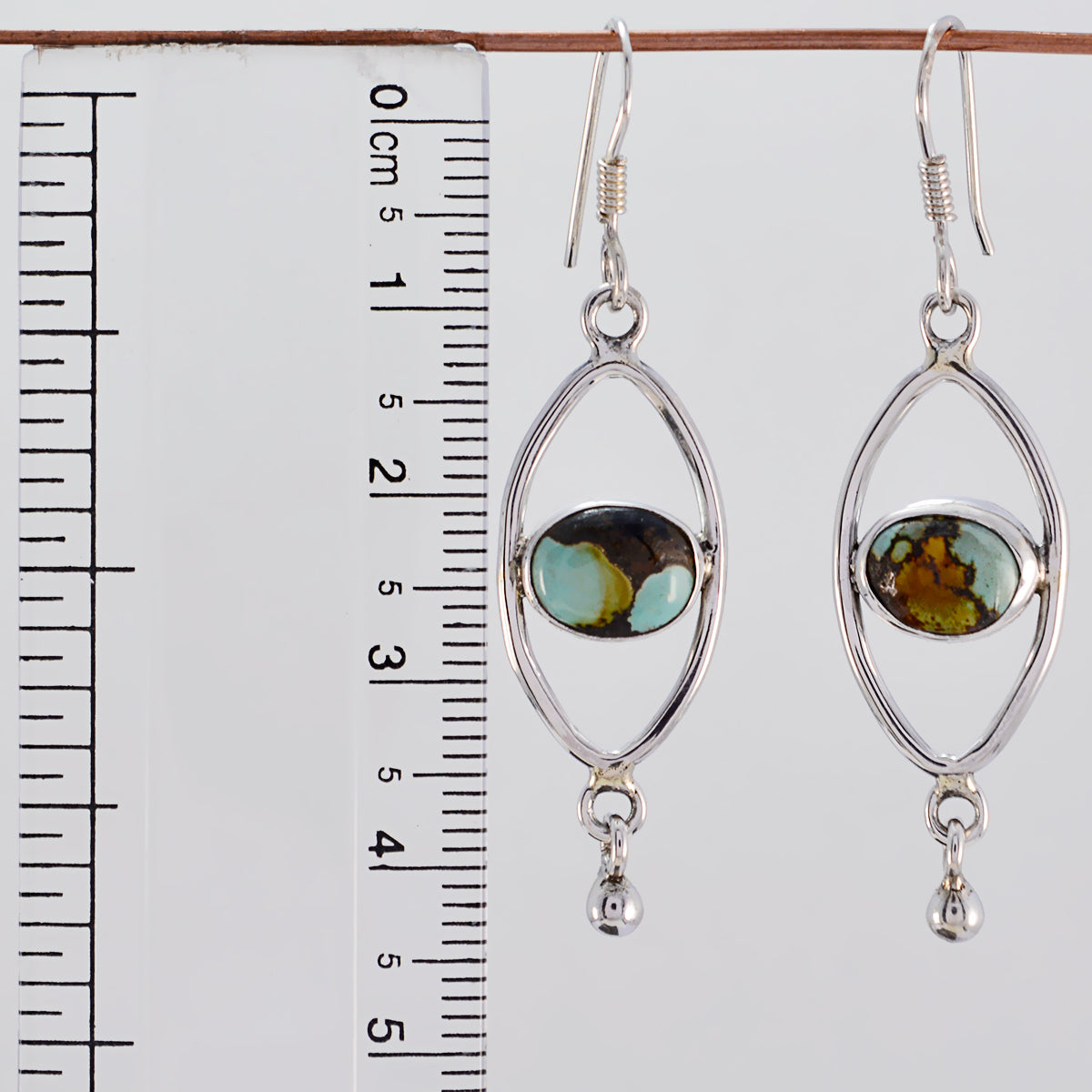 Riyo Real Gemstones oval Cabochon Multi Turquoise Silver Earring halloween gift