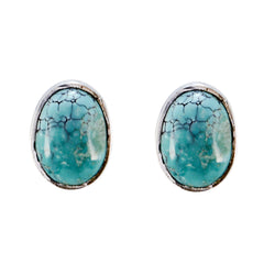 Riyo Real Gemstones oval Cabochon Multi Turquoise Silver Earring new years day gift
