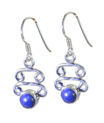 Riyo Real Gemstones oval Cabochon Nevy Blue Lapis Lazuli Silver Earrings christmas gift
