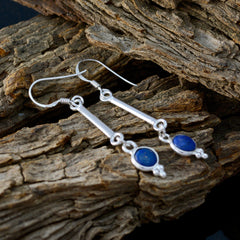 Riyo Real Gemstones oval Cabochon Nevy Blue Lapis Lazuli Silver Earrings gift for halloween