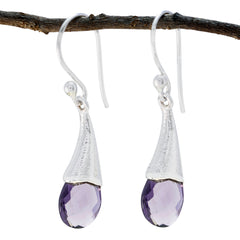 Riyo Real Gemstones oval Checker Purple Amethyst Silver Earrings thanks giving gift