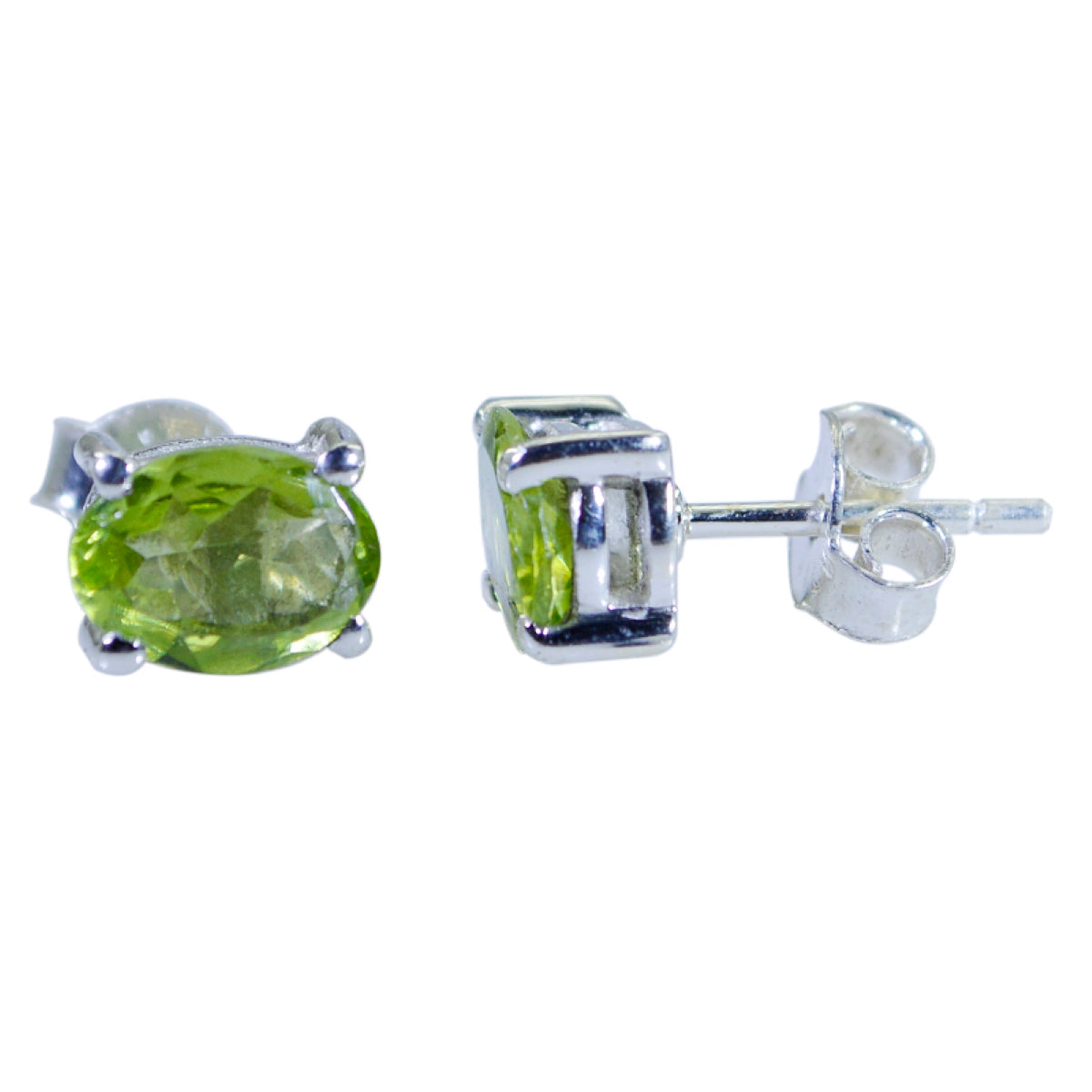 Riyo Real Gemstones oval Faceted Green Peridot Silver Earring wedding gift