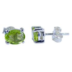Riyo Real Gemstones oval Faceted Green Peridot Silver Earring wedding gift