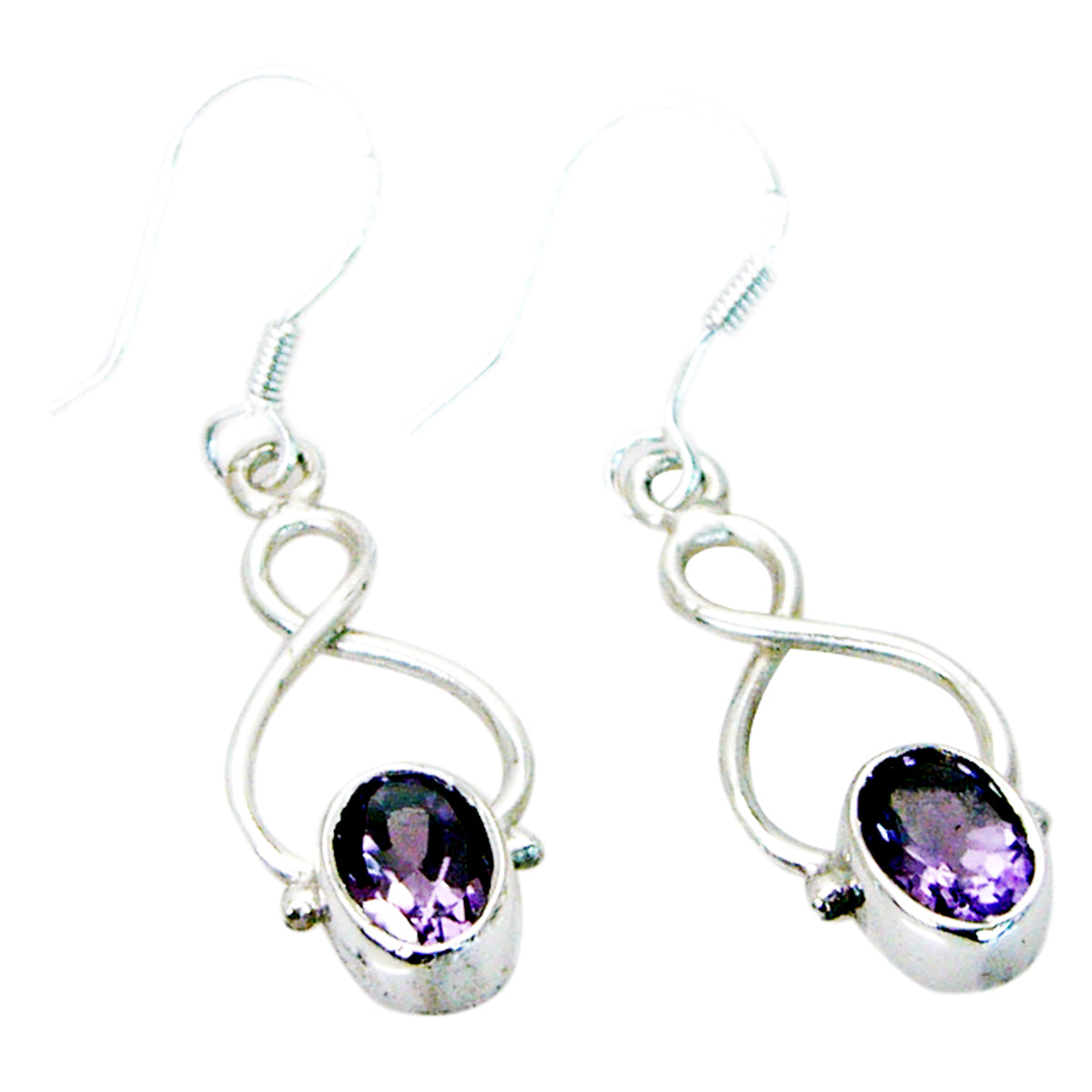 Riyo Real Gemstones oval Faceted Purple Amethyst Silver Earrings college student gift