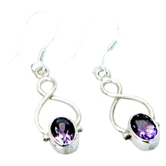 Riyo Real Gemstones oval Faceted Purple Amethyst Silver Earrings college student gift