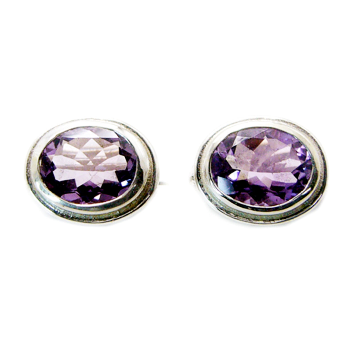 Riyo Real Gemstones oval Faceted Purple Amethyst Silver Earrings graduation gift