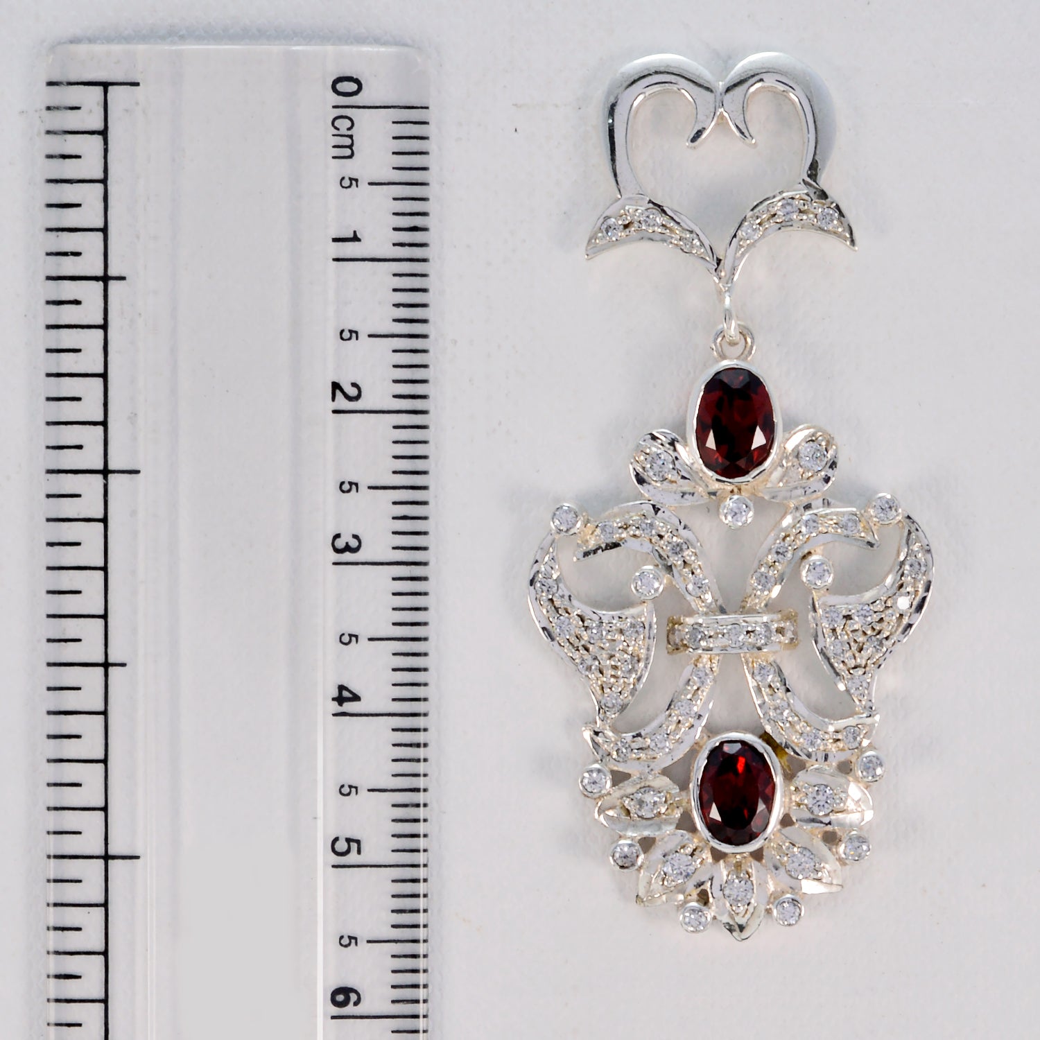 Riyo Real Gemstones oval Faceted Red Garnet Silver Earrings gift for st. patricks day