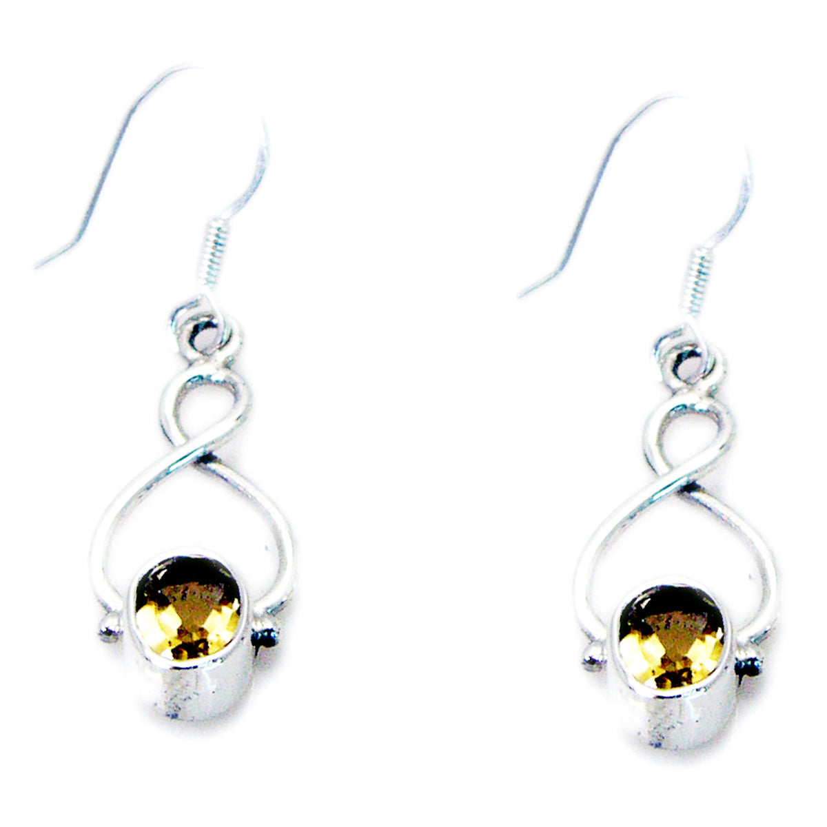 Riyo Real Gemstones oval Faceted Yellow Citrine Silver Earring boxing day gift