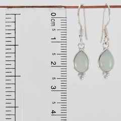 Riyo Real Gemstones pear Cabochon Blue Chalcedony Silver Earrings gift for mom birthday
