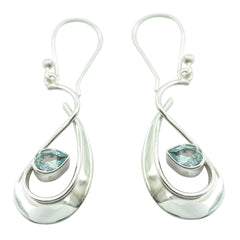 Riyo Real Gemstones pear Faceted Blue Topaz Silver Earrings cyber Monday gift