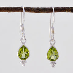 Riyo Real Gemstones pear Faceted Green Peridot Silver Earring teacher's day gift