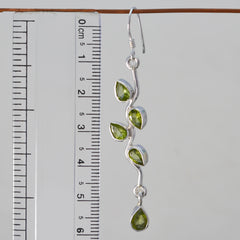 Riyo Real Gemstones pear Faceted Green Peridot Silver Earrings gift for anniversary