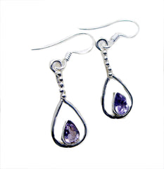 Riyo Real Gemstones pear Faceted Purple Amethyst Silver Earring gift for wedding