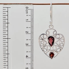 Riyo Real Gemstones pear Faceted Red Garnet Silver Earring christmas gifts