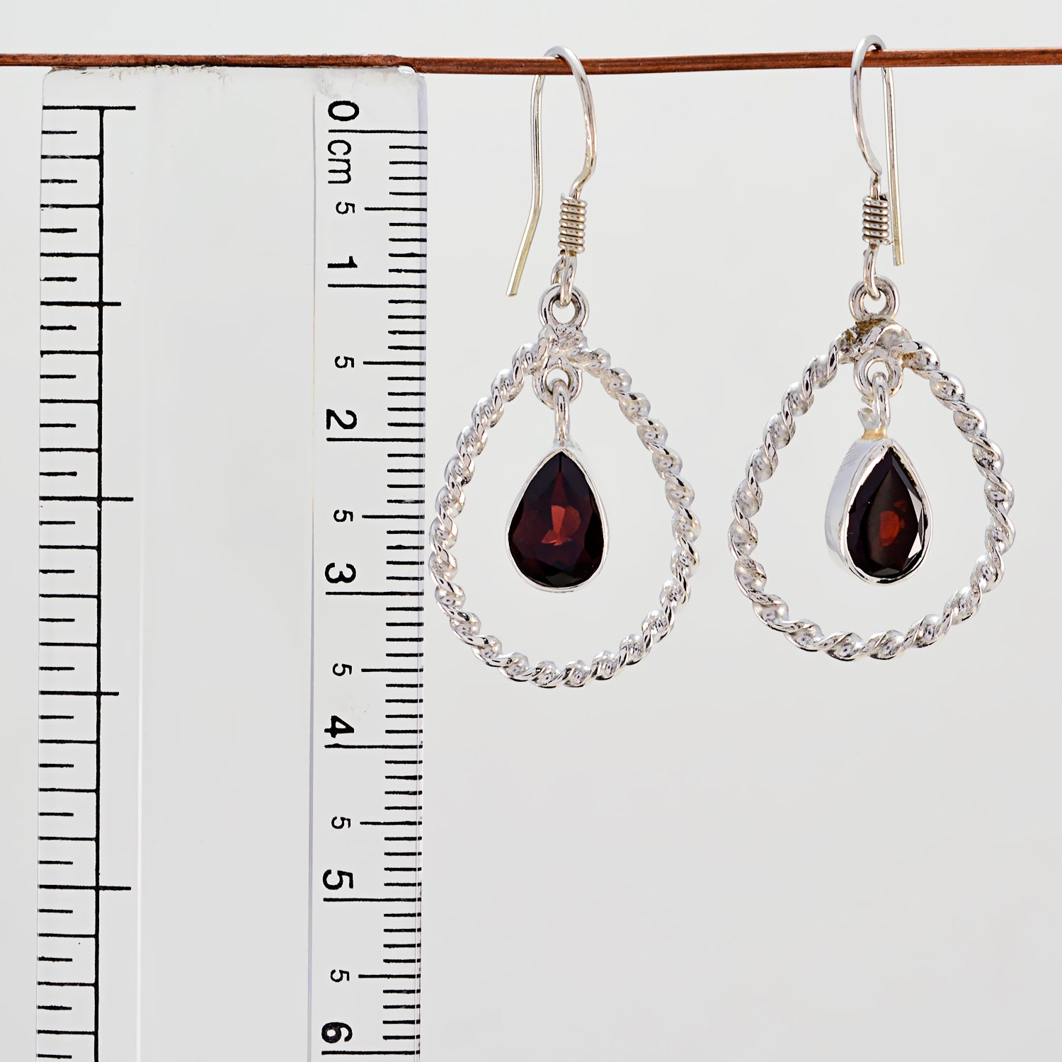 Riyo Real Gemstones pear Faceted Red Garnet Silver Earring daughter's day gift