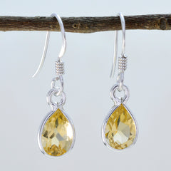 Riyo Real Gemstones pear Faceted Yellow Citrine Silver Earring good Friday gift