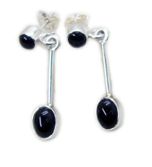 Riyo Real Gemstones round Cabochon Black Onyx Silver Earring gift for teachers day