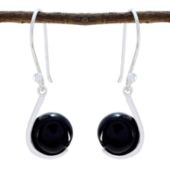 Riyo Real Gemstones round Cabochon Black Onyx Silver Earring mom birthday gift