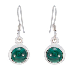 Riyo Real Gemstones round Cabochon Green Malachatie Silver Earring gift for mother