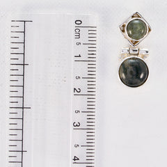 Riyo Real Gemstones round Cabochon Grey Labradorite Silver Earring mom gift