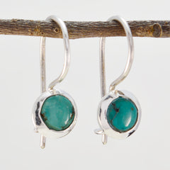 Riyo Real Gemstones round Cabochon Multi Turquoise Silver Earrings girlfriend gift