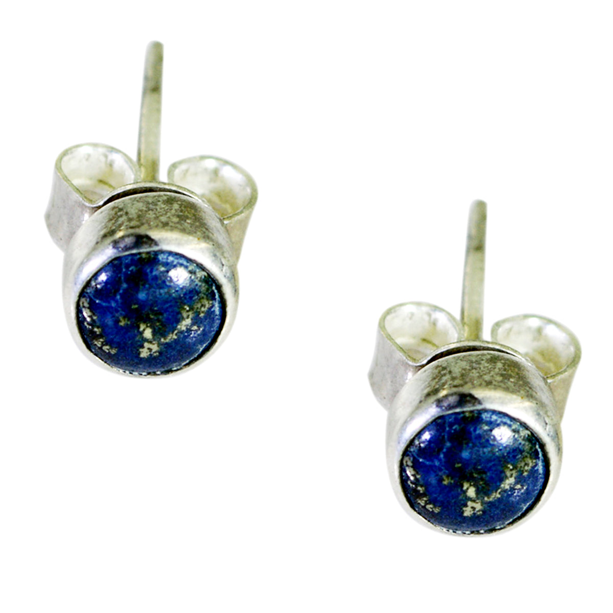 Riyo Real Gemstones round Cabochon Nevy Blue Lapis Lazuli Silver Earrings gift