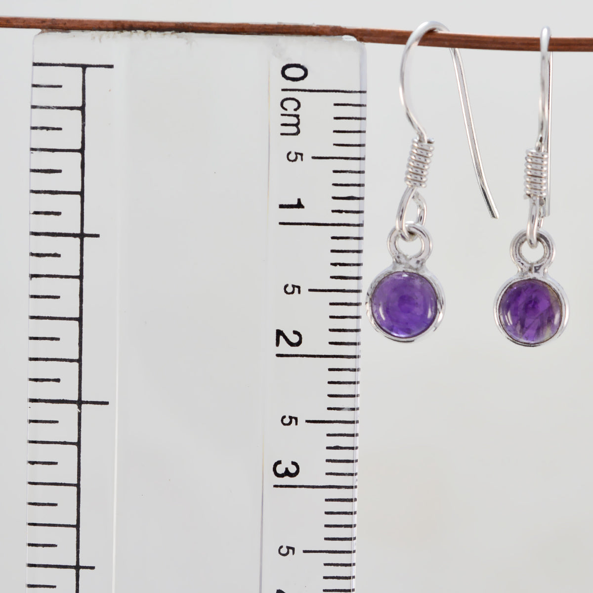 Riyo Real Gemstones round Cabochon Purple Amethyst Silver Earring gift for brithday