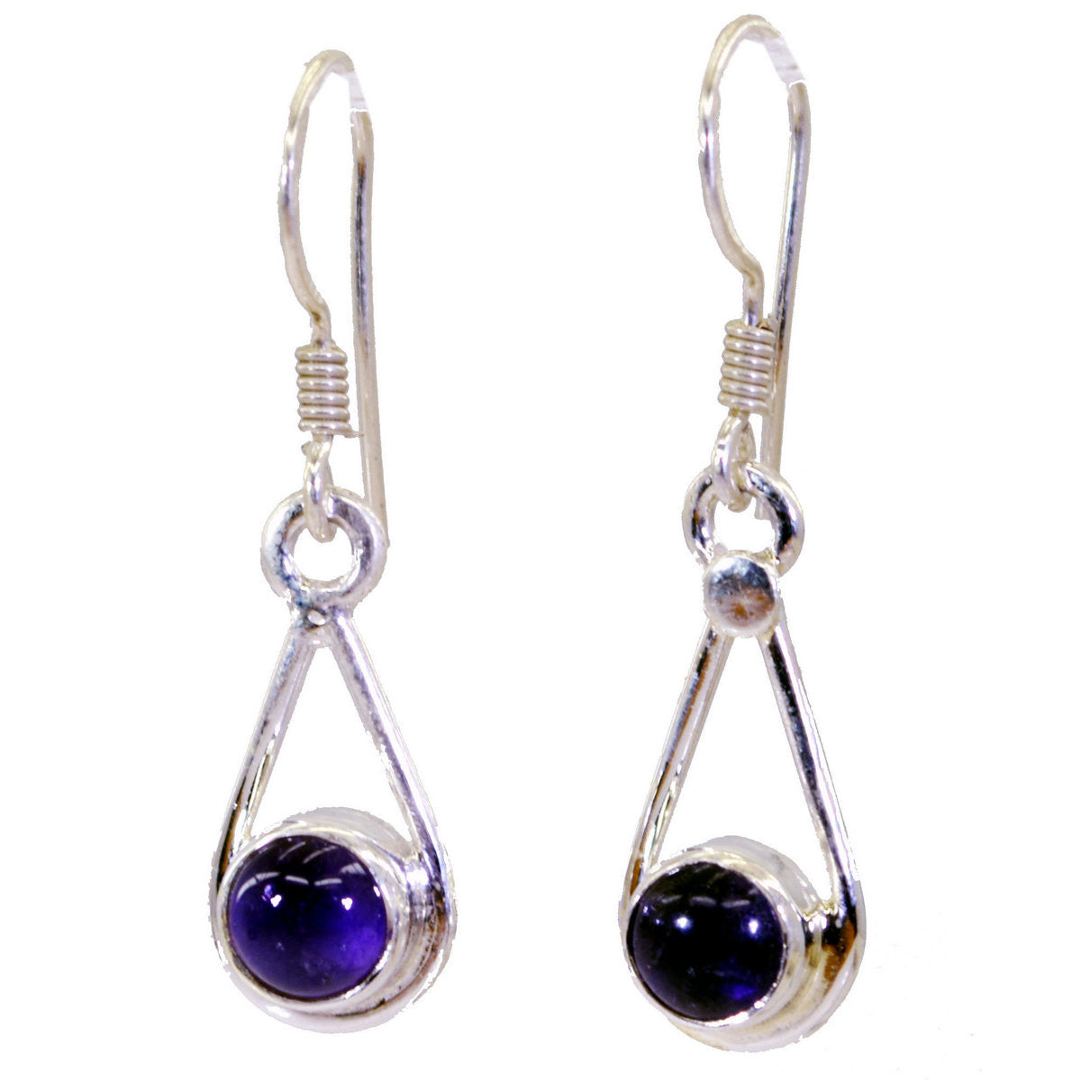 Riyo Real Gemstones round Cabochon Purple Amethyst Silver Earring grandmother gift
