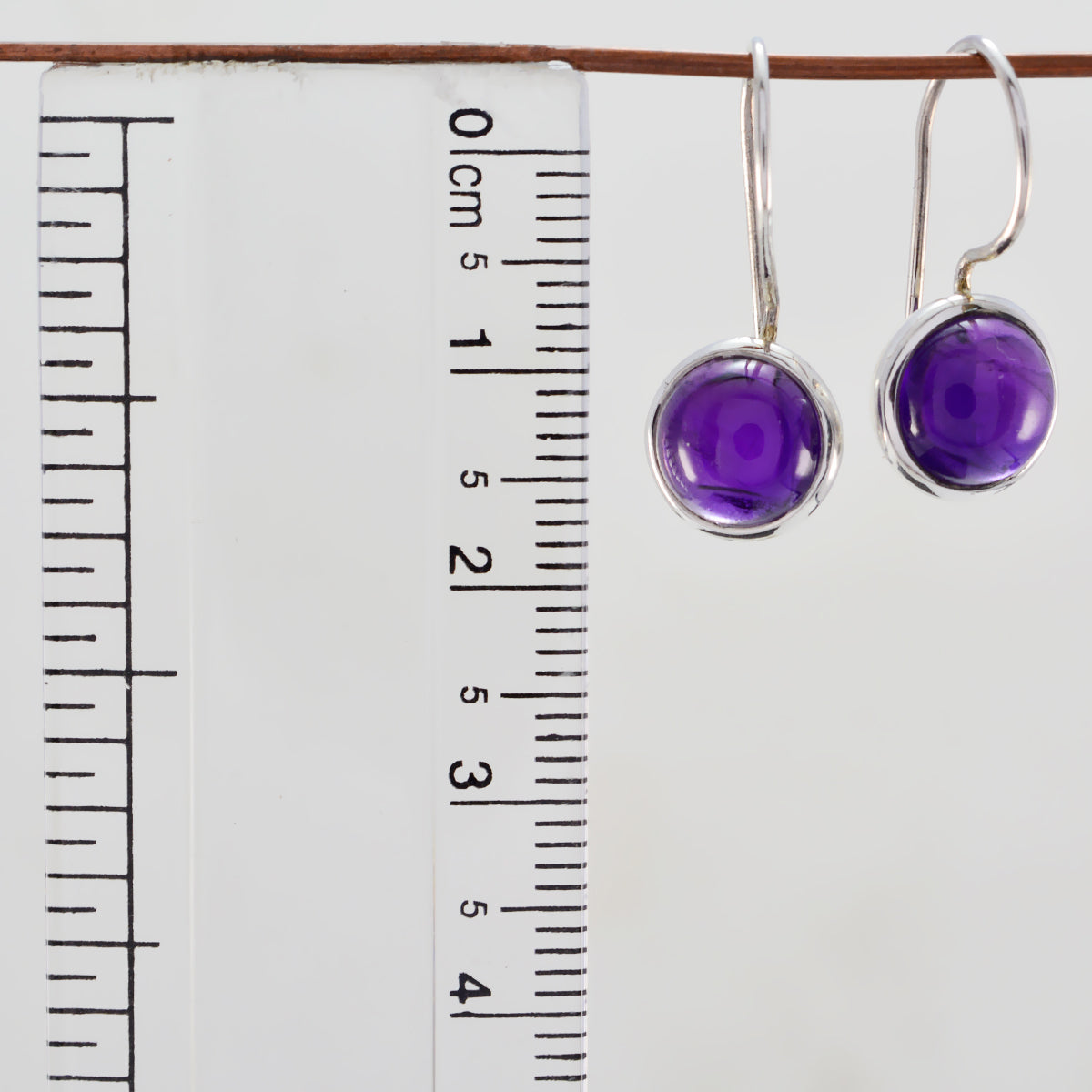 Riyo Real Gemstones round Cabochon Purple Amethyst Silver Earrings gift for graduation