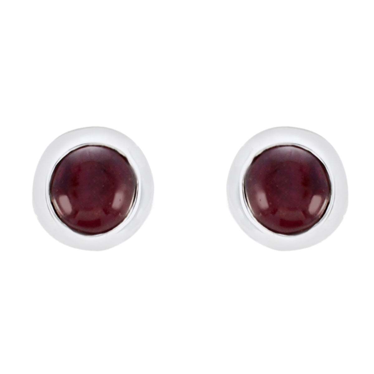 Riyo Real Gemstones round Cabochon Red Garnet Silver Earring gift for mother