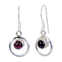 Riyo Real Gemstones round Cabochon Red Garnet Silver Earrings new years day gift