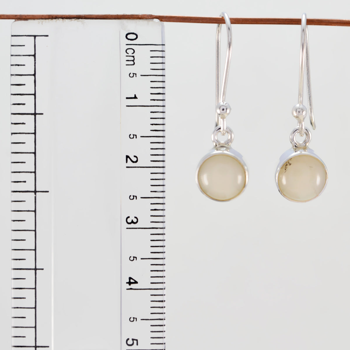 Riyo Real Gemstones round Cabochon White Moonstone Silver Earrings college student gift