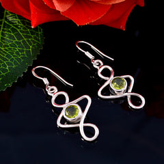 Riyo Real Gemstones round Faceted Green Peridot Silver Earrings gift for christmas day