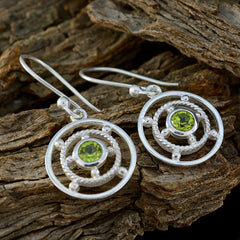 Riyo Real Gemstones round Faceted Green Peridot Silver Earrings gift for graduation