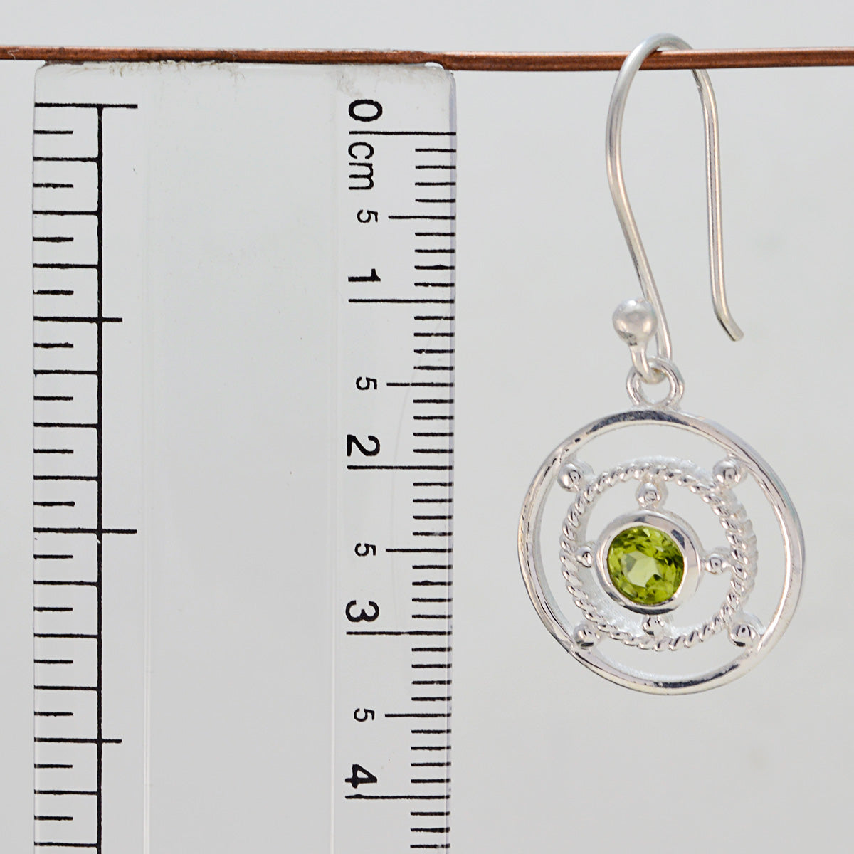 Riyo Real Gemstones round Faceted Green Peridot Silver Earrings gift for graduation